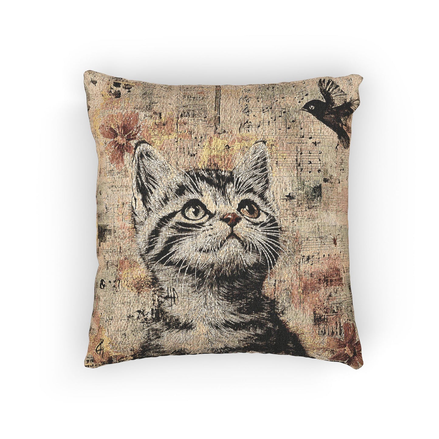 Charming Cat Woven Pillow