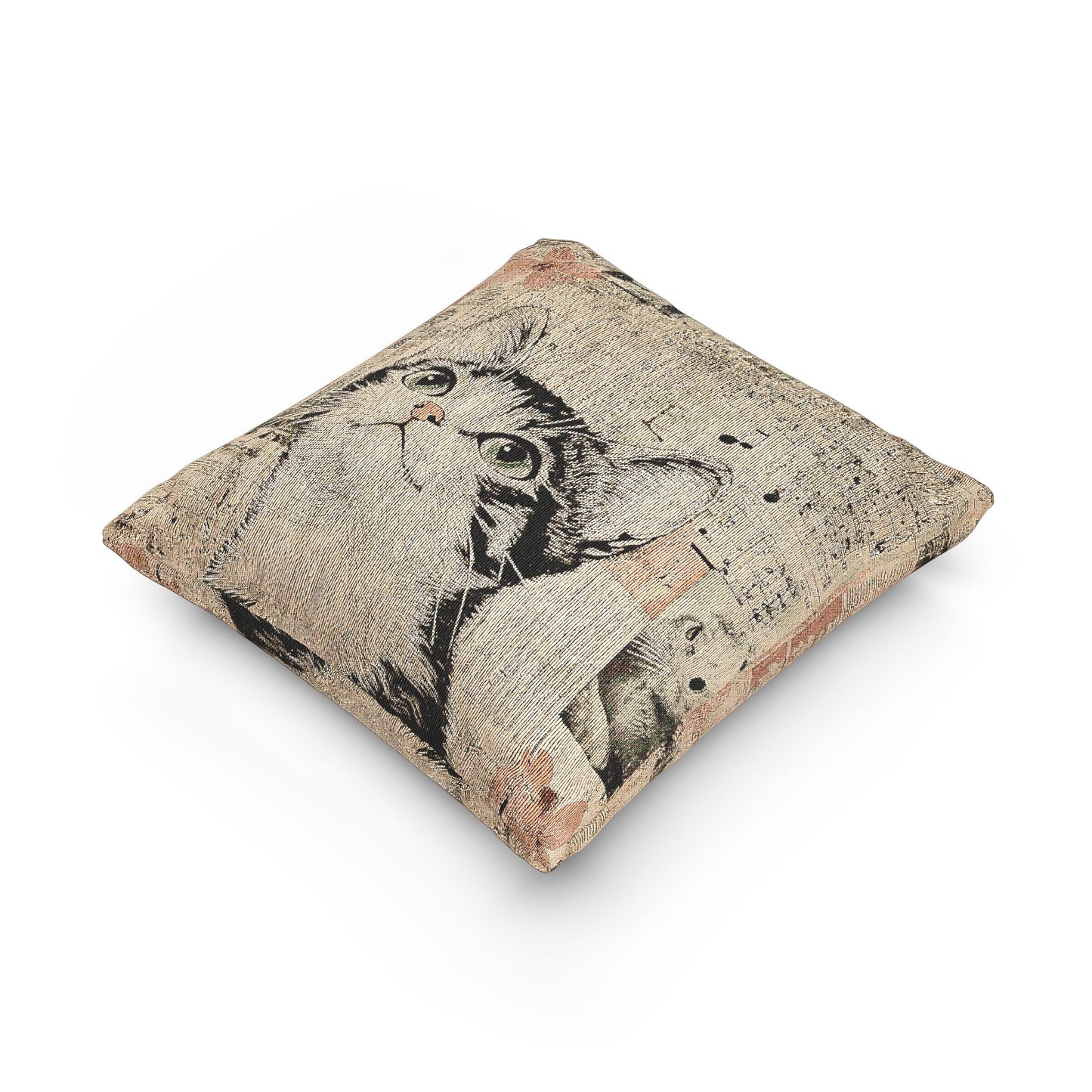 Whimsical Cat Woven Pillow