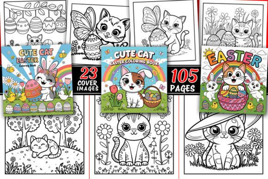 Cute Cat Easter Coloring Book for Kids – 105 Printable Pages